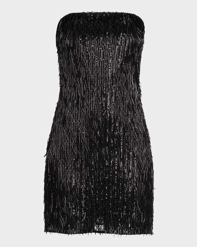 Victaria Strapless Bead Fringe Mini Dress